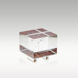 Acceptor 2019, cast, cut, optical polished glass, copper artifact