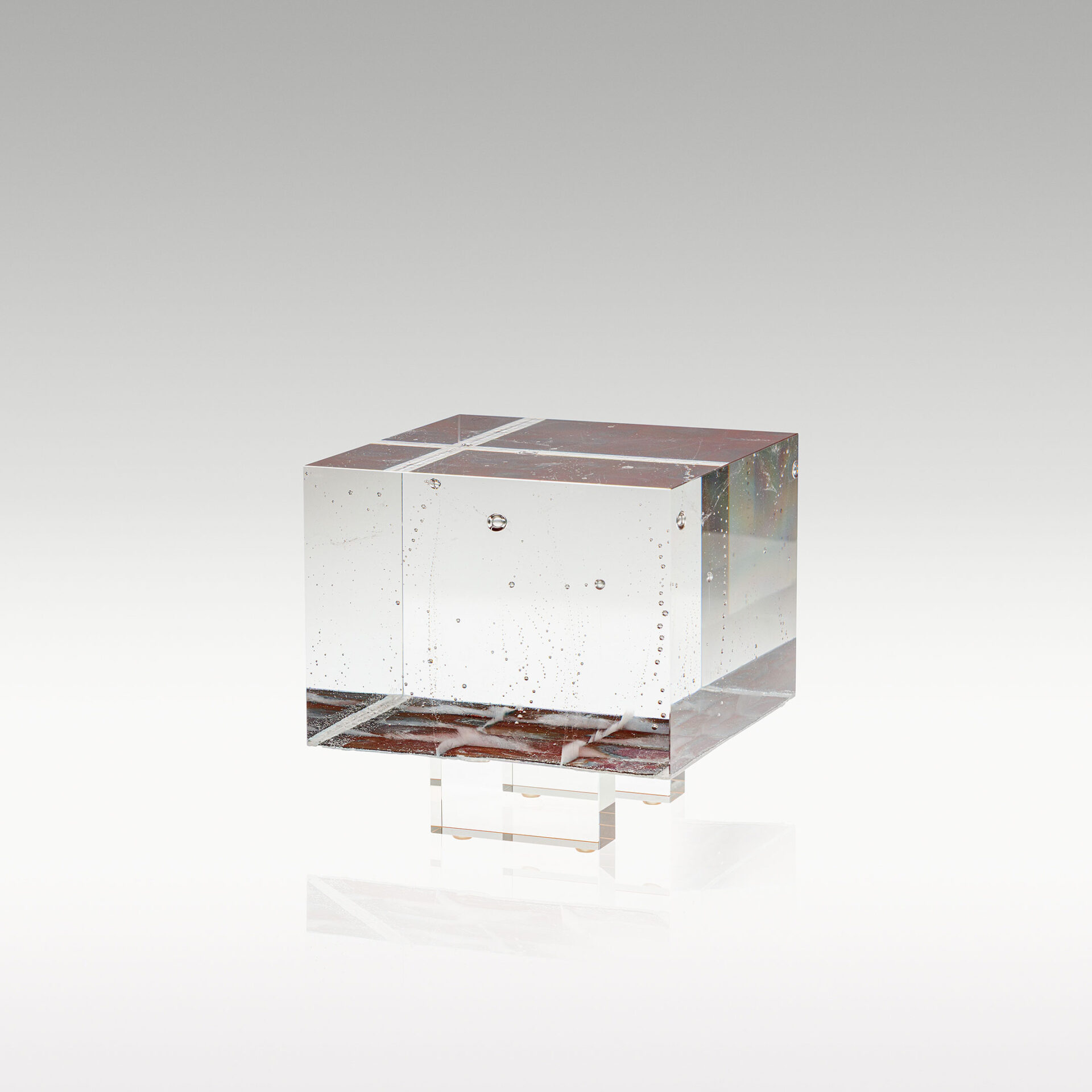 Acceptor 2019, cast cut optical polished glass copper artifact